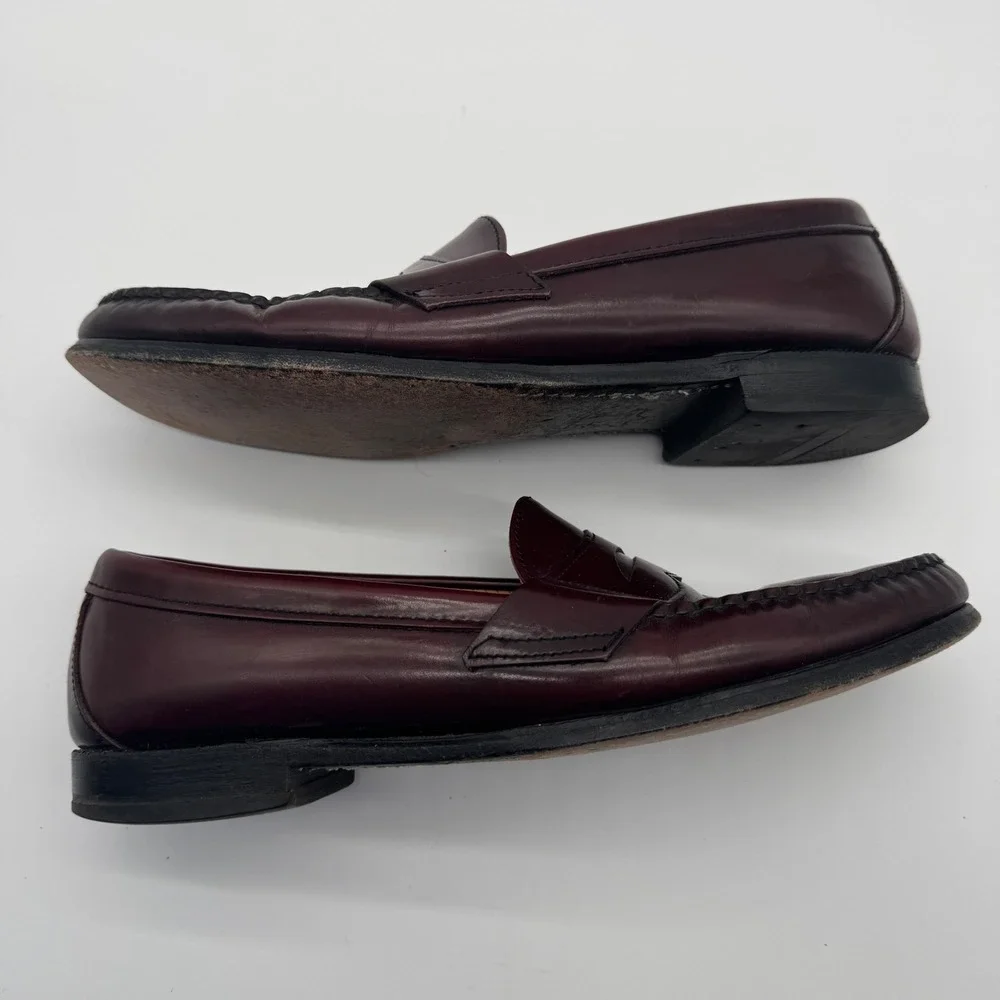 Classic Burgundy Leather Penny Loafers Men's Dress Shoes Size‎ 11 B
